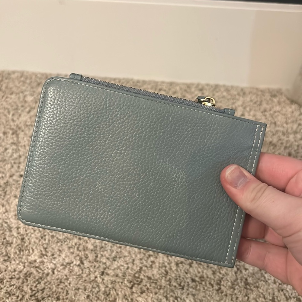 Zoress Slim Wallet Dusty Blue 11 Card Pocket ID Pocket Cash Pocket Coin Zipper